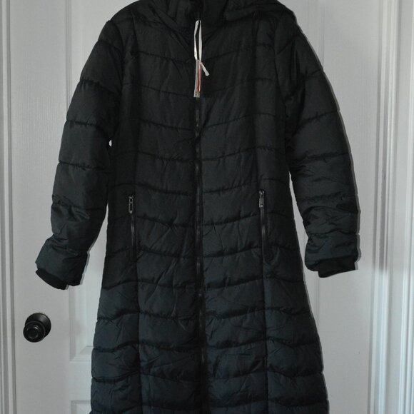 Red Marine Women's sz Medium Black Long  Puffer Jacket - Picture 6 of 10